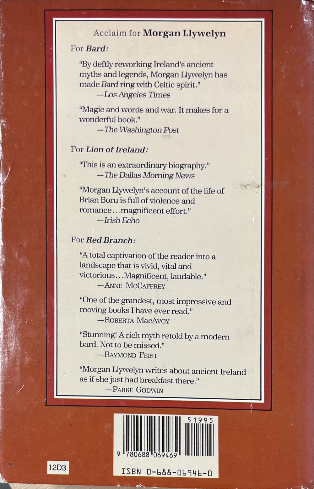 Red Branch - Morgan Llywelyn (William Morrow & Co - Hardcover) book collectible [Barcode 9780688069469] - Main Image 2