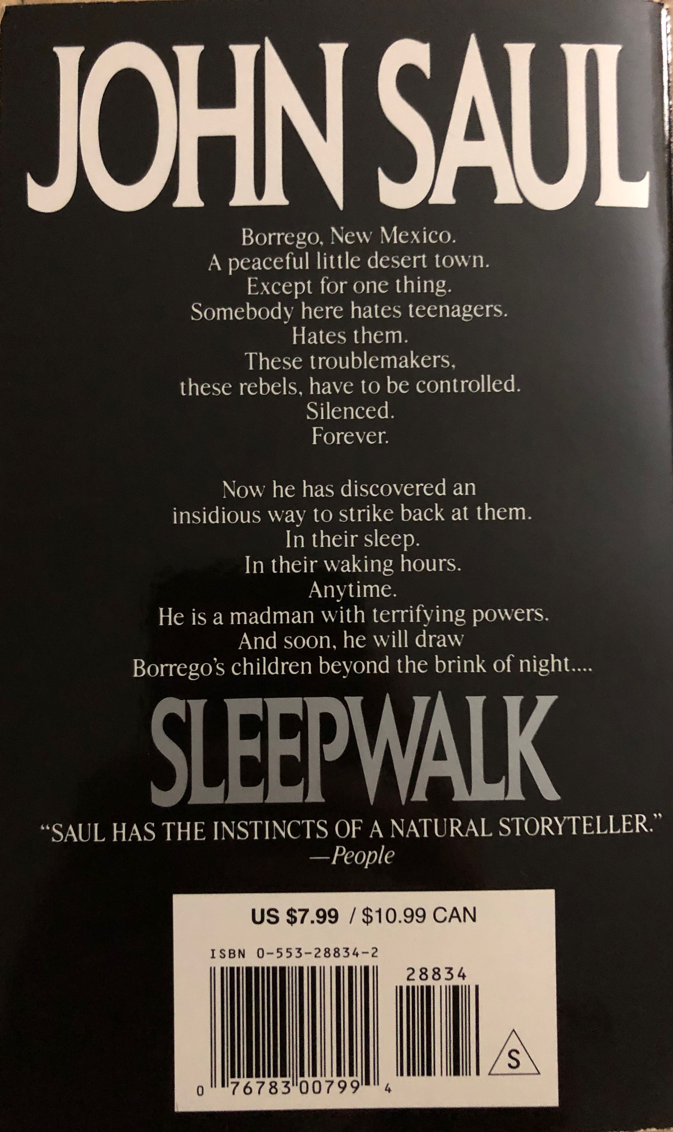 Sleepwalk - John Saul (Bantam - Paperback) book collectible [Barcode 9780553288346] - Main Image 2