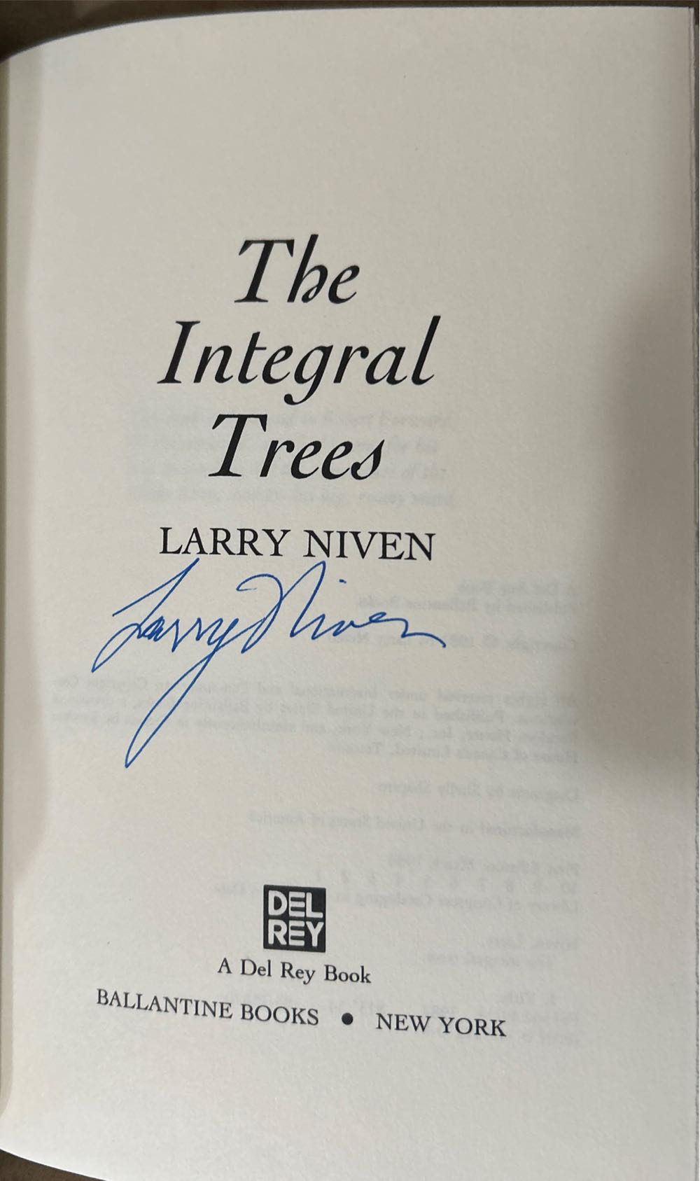 The Integral Trees - Larry Niven (Ballantine Book - Hardcover) book collectible [Barcode 9780345312709] - Main Image 3