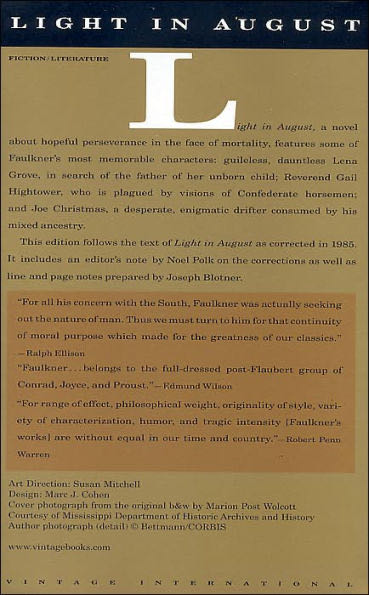 Light in August - William Faulkner (Vintage - Paperback) book collectible - Main Image 2