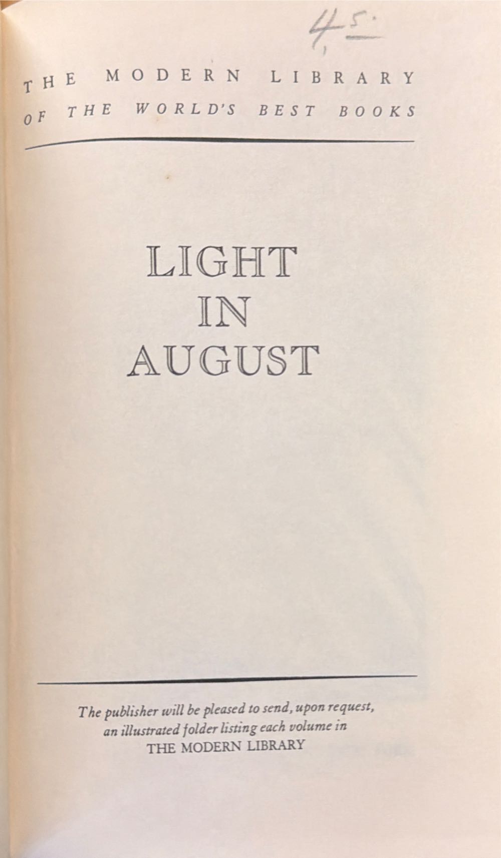 Light in August - William Faulkner (The Modern Library - Hardcover) book collectible - Main Image 5