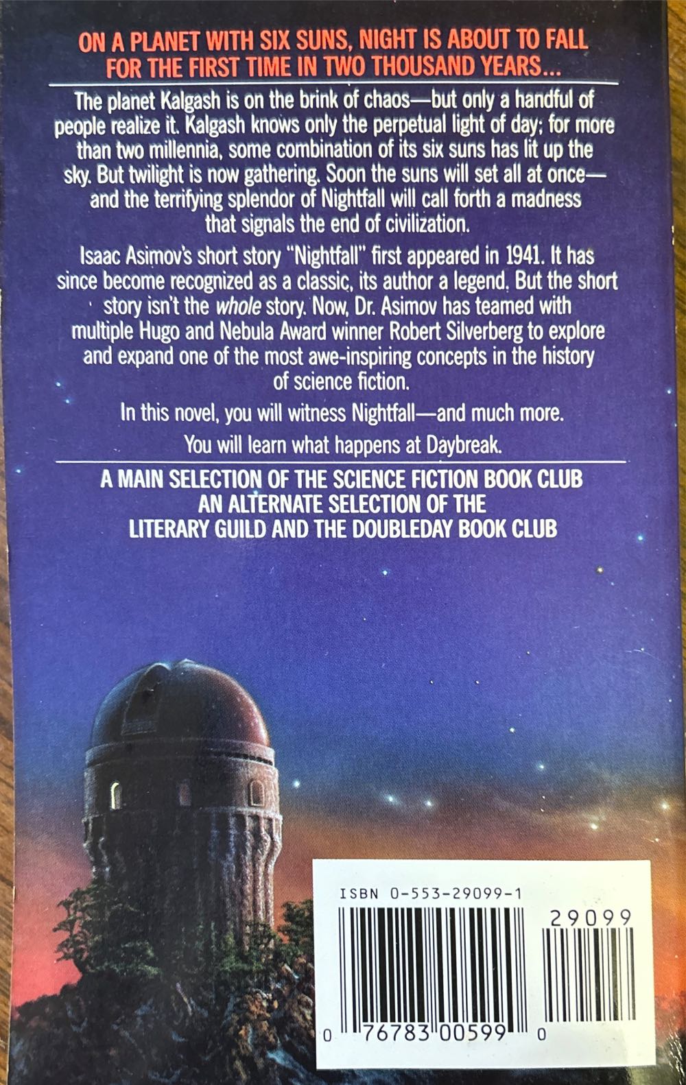 Nightfall - Isaac Asimov (Bantam Books - Paperback) book collectible [Barcode 9780553290998] - Main Image 2