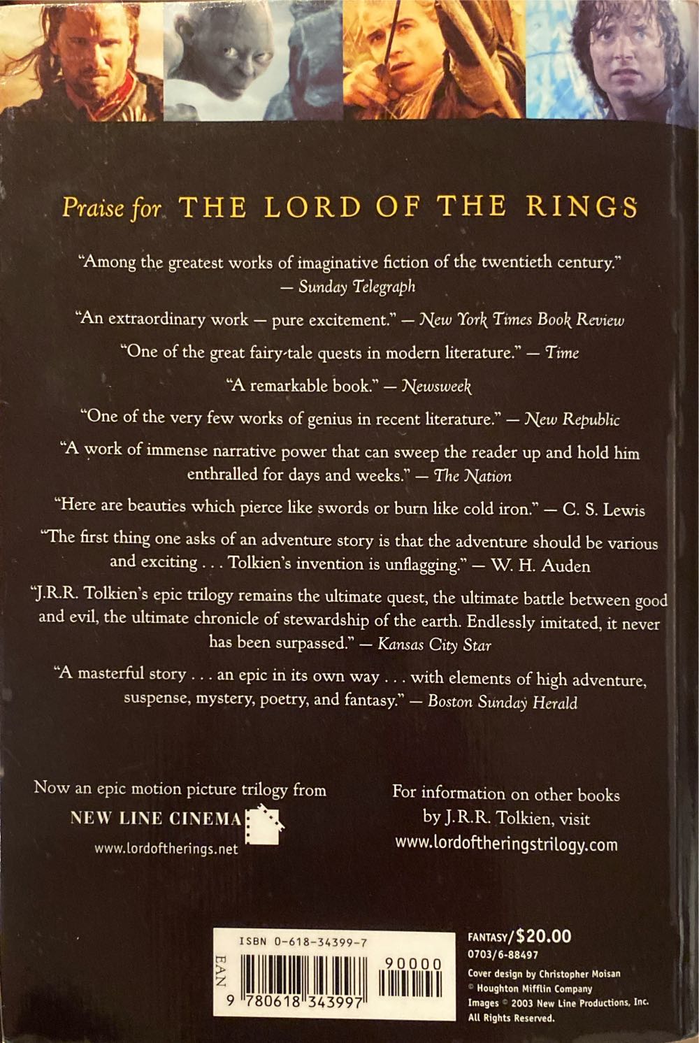 The Lord of the Rings - J.R.R. Tolkien (Houghtom Mifflin - Paperback) book collectible [Barcode 9780618343997] - Main Image 2