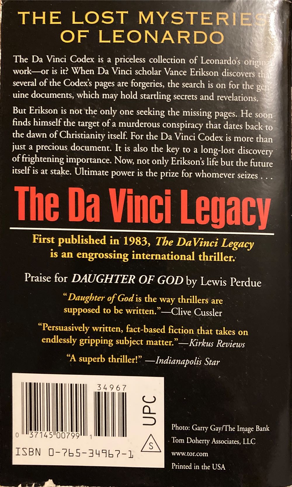 The Da Vinci Legacy - Lewis Perdue (Tor Books - Paperback) book collectible [Barcode 9780765349675] - Main Image 2