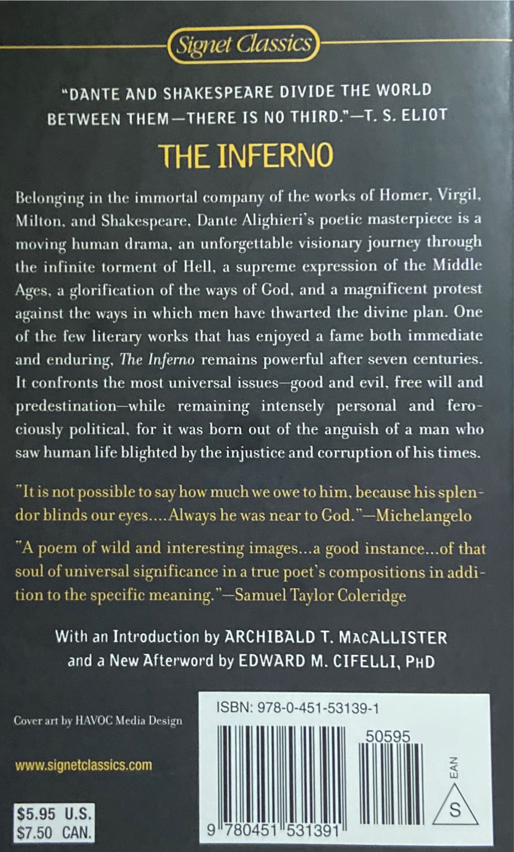 The Inferno - Dante Alighieri (Signet - Paperback) book collectible [Barcode 9780451531391] - Main Image 2