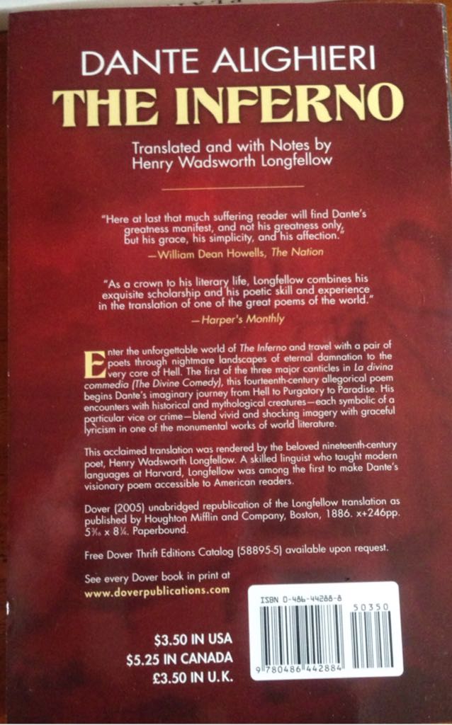 The Inferno - Dante Alighieri (Dover Publications, Inc. - Paperback) book collectible [Barcode 9780486442884] - Main Image 2