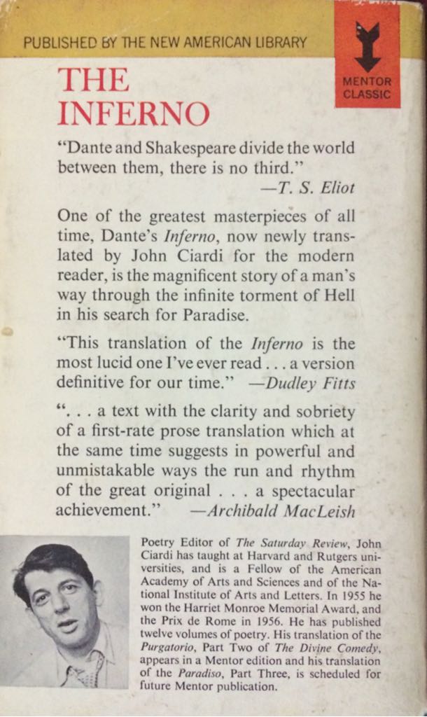 The Inferno - Dante Alighieri (A Mentor Book - Paperback) book collectible - Main Image 2