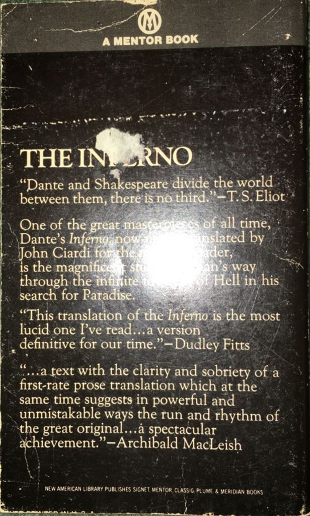 Inferno, The - John Ciardi (A Mentor Book) book collectible - Main Image 2