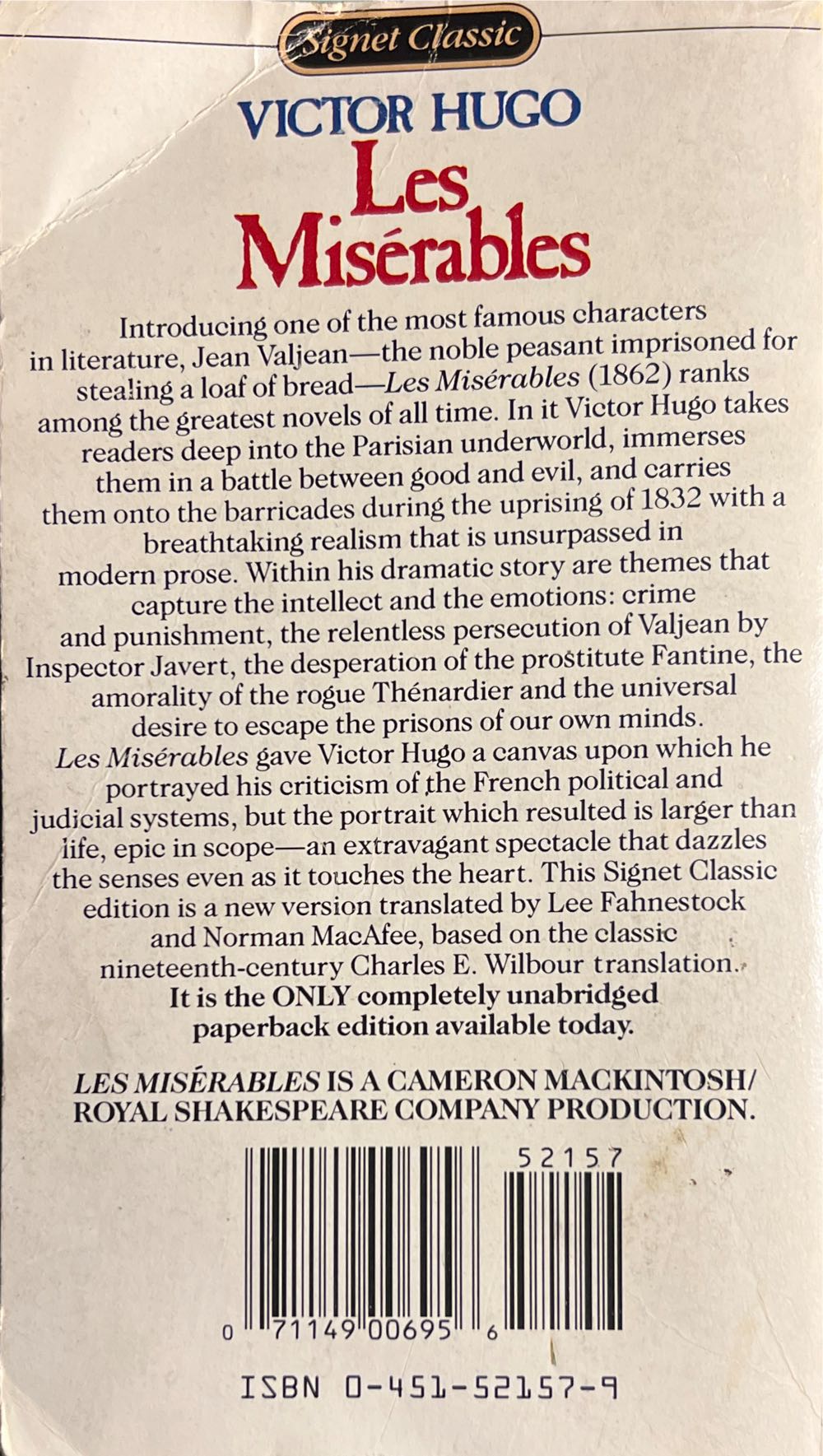 Les Miserables - Victor Hugo (A Signet Classic - Paperback) book collectible [Barcode 9780451521576] - Main Image 2
