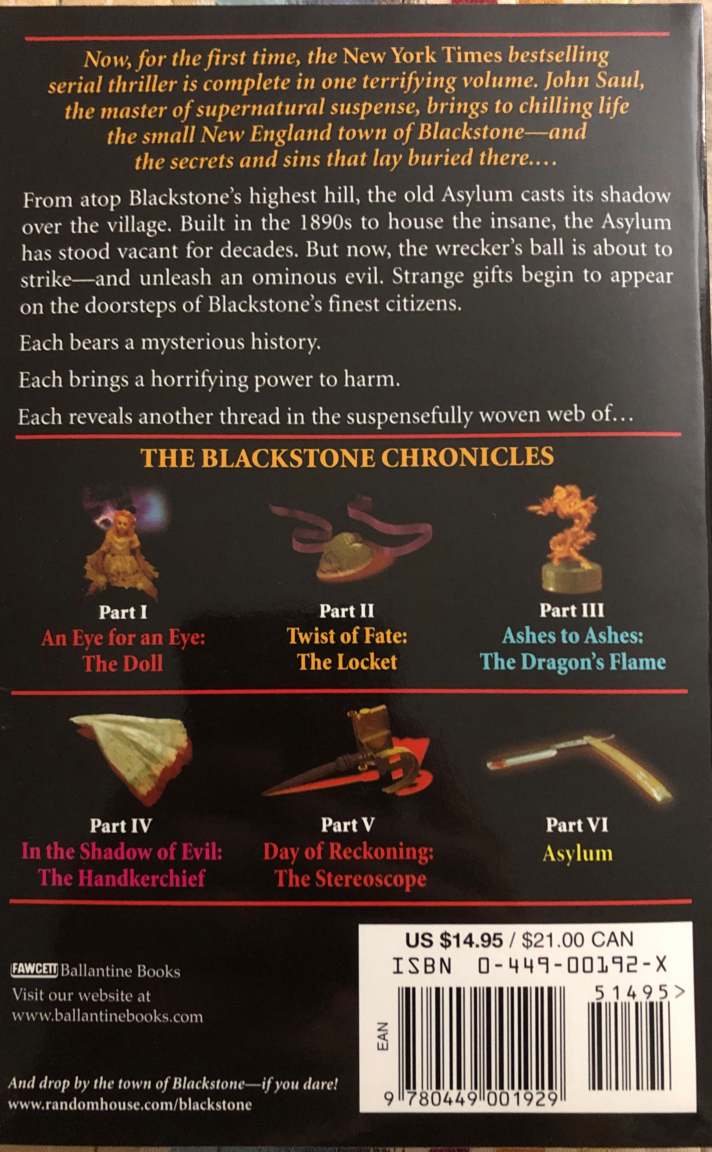 The Blackstone Chronicles - John Saul (Ballantine - Paperback) book collectible [Barcode 9780449001929] - Main Image 2