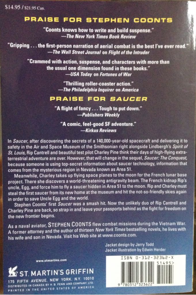 Saucer: The Conquest - Stephen Coonts (Macmillan - Paperback) book collectible [Barcode 9780312323622] - Main Image 2