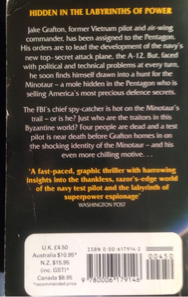 The Minotaur - Stephen Coonts (Fontana / Collins - Paperback) book collectible [Barcode 9780006179146] - Main Image 2