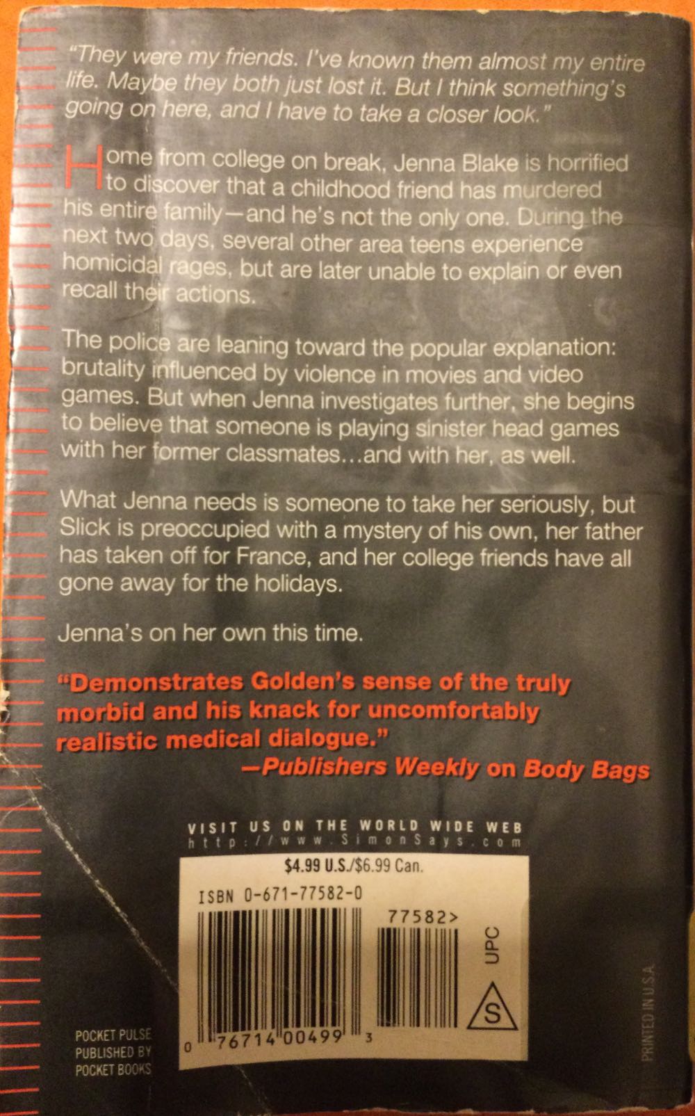 Head Games (Body of Evidence #5) - Christopher Golden (Pocket Pulse - Paperback) book collectible [Barcode 9780671775827] - Main Image 2