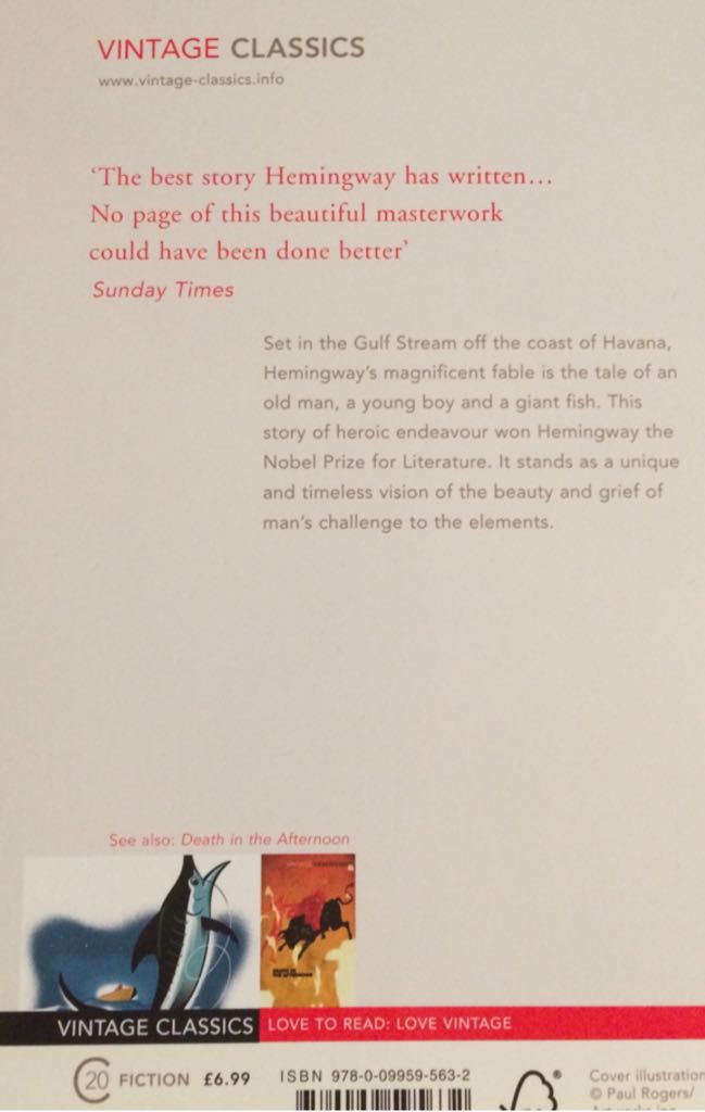 The Old Man and the Sea - Ernest Hemingway (Penguin Vintage Classics - Paperback) book collectible [Barcode 9780099595632] - Main Image 2