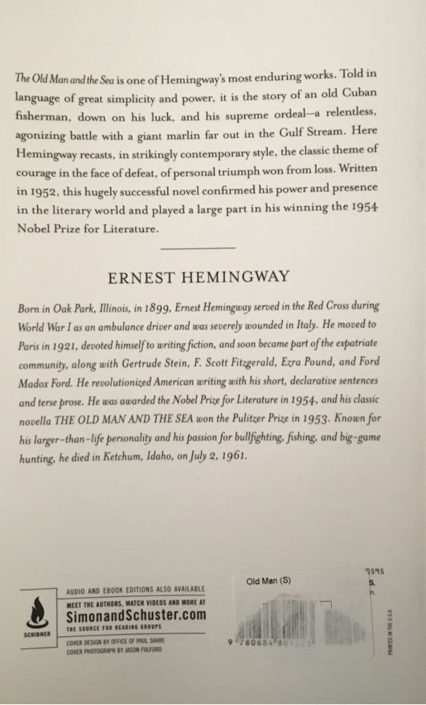 Old Man and the Sea - Ernest Hemingway (Scribner - Paperback) book collectible [Barcode 9780684801223] - Main Image 2