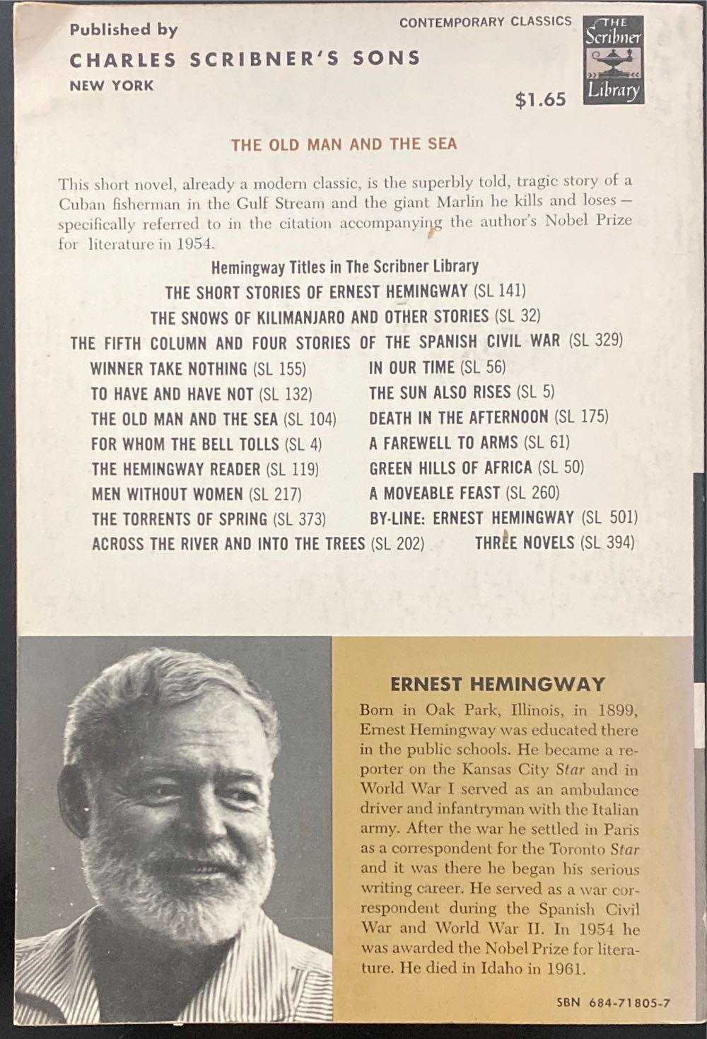 The Old Man and the Sea - Ernest Hemingway (Charles Scribner‘s Sons - Paperback) book collectible - Main Image 2