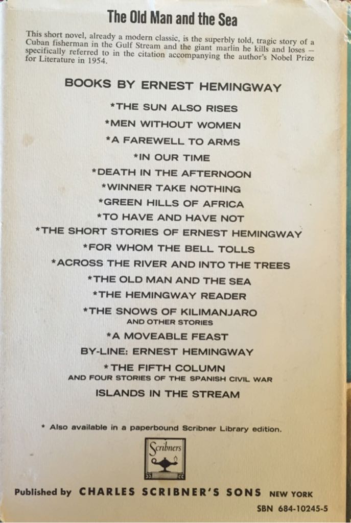 The Old Man and the Sea - Ernest Hemingway (Charles Scribner’s Sons - Hardcover) book collectible - Main Image 2