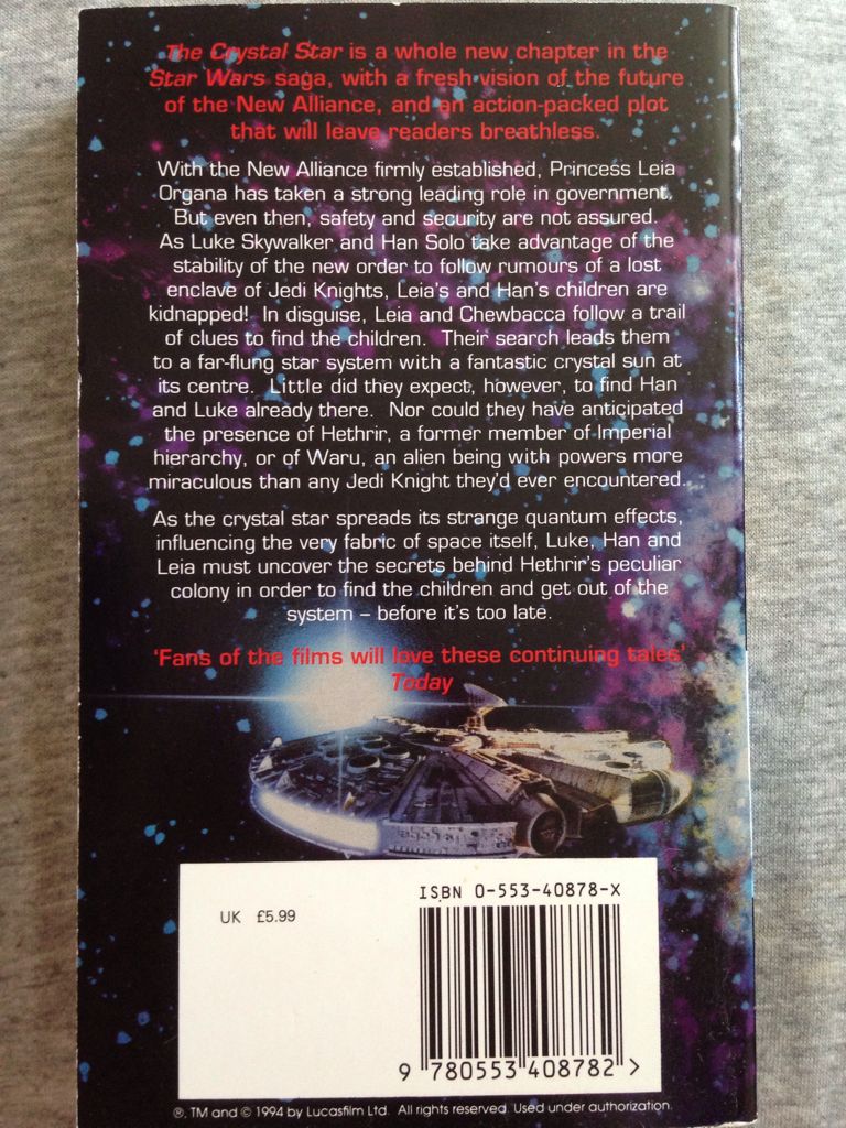 Star Wars: Crystal Star - Vonda McIntyre (Bantam Books - Paperback) book collectible [Barcode 9780553408782] - Main Image 2