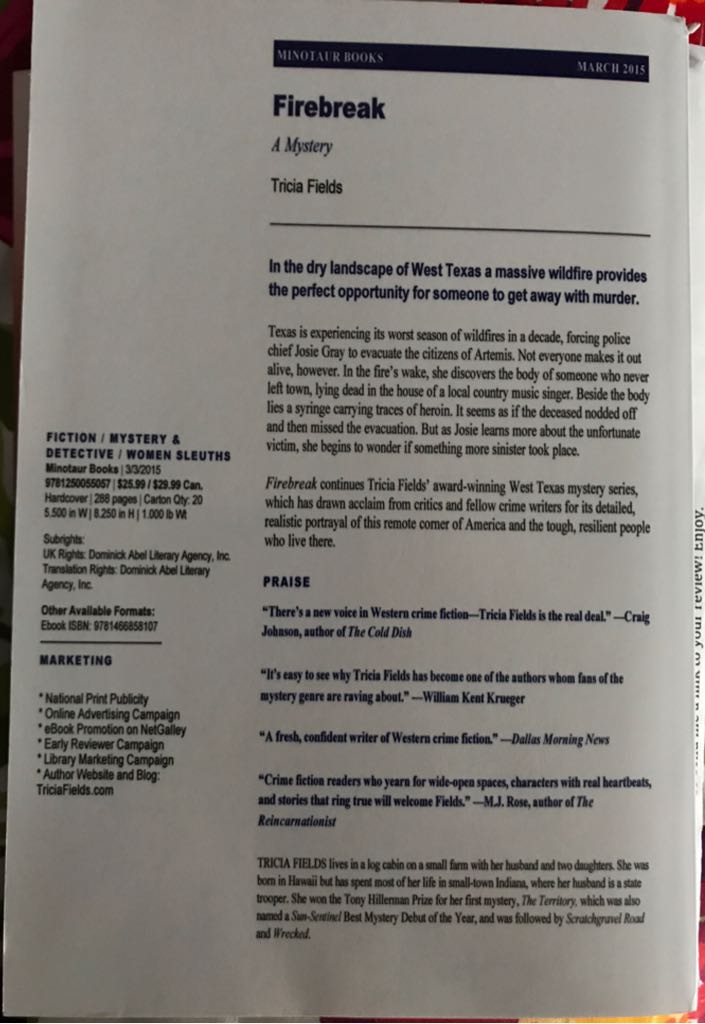 Firebreak  (Minotaur Books - Paperback) book collectible - Main Image 2