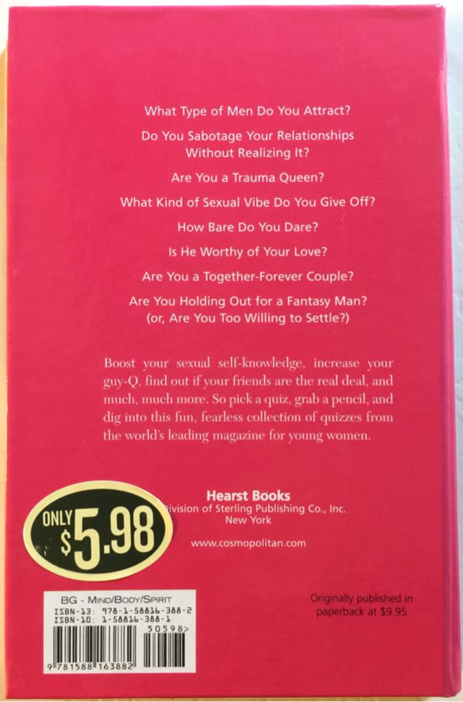 Cosmopolitan Bedside Quiz Book: 27 Great Sex and Relationship Quizzes - John Searies (Hearst Books - Hardcover) book collectible [Barcode 9781588163882] - Main Image 2