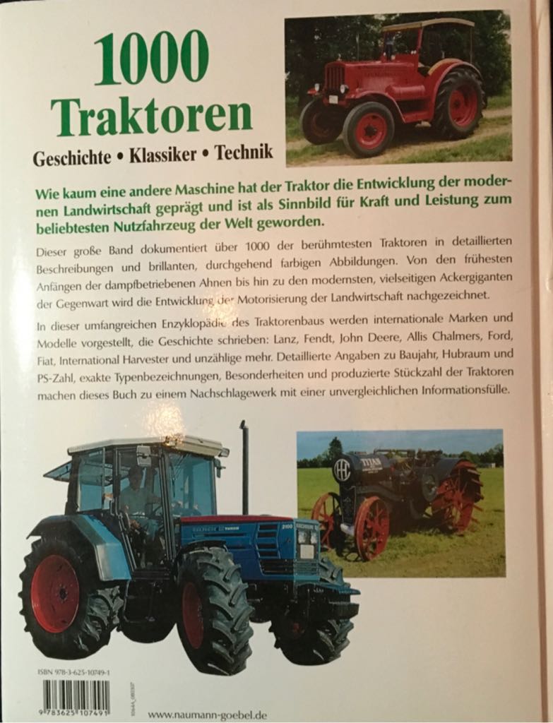 1000 Traktoren - - Udo Paulitz (Naumann & Göbel Verlagsgesellschaft mbH - Sewn Binding) book collectible [Barcode 9783625107491] - Main Image 2