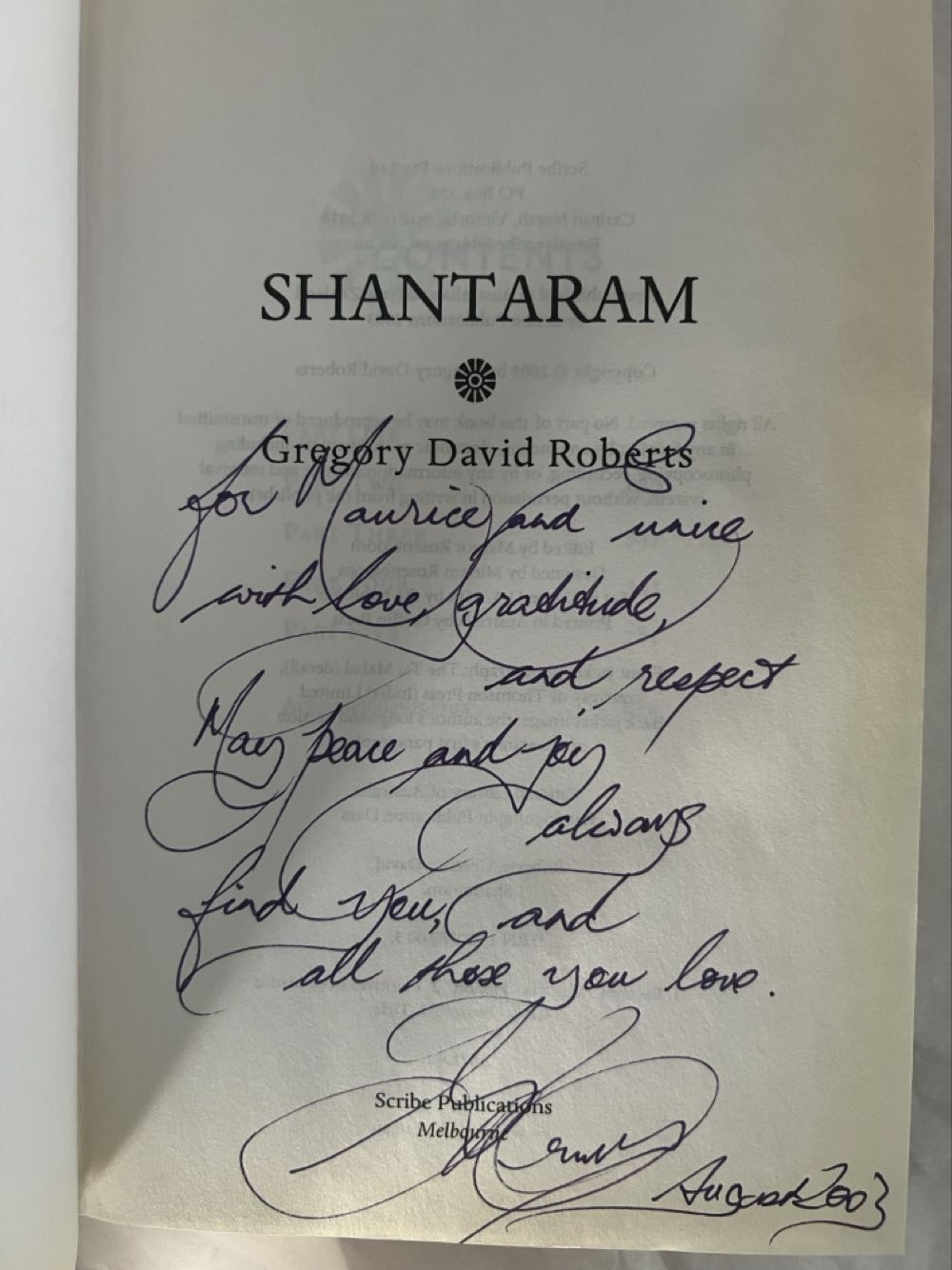 Shantaram - Gregory David Roberts (Scribe - Hardcover) book collectible [Barcode 9781920769000] - Main Image 2