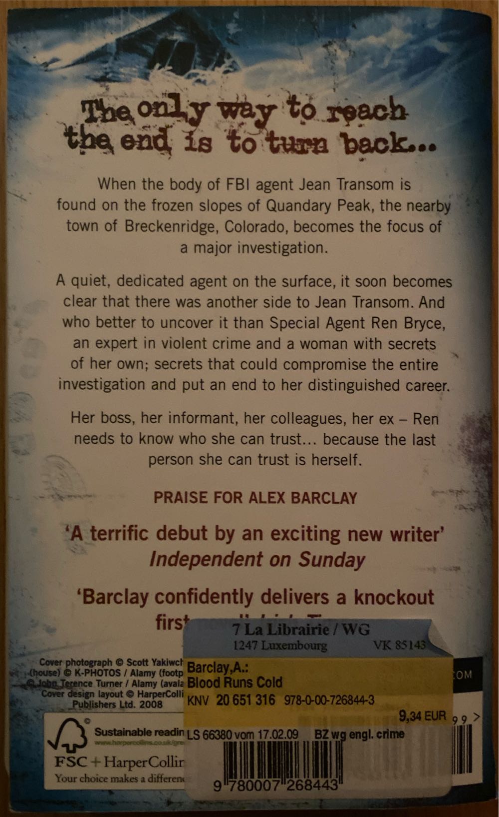 Blood Runs Cold - Alex Barclay (Harper Collins - Paperback) book collectible [Barcode 9780007268443] - Main Image 2