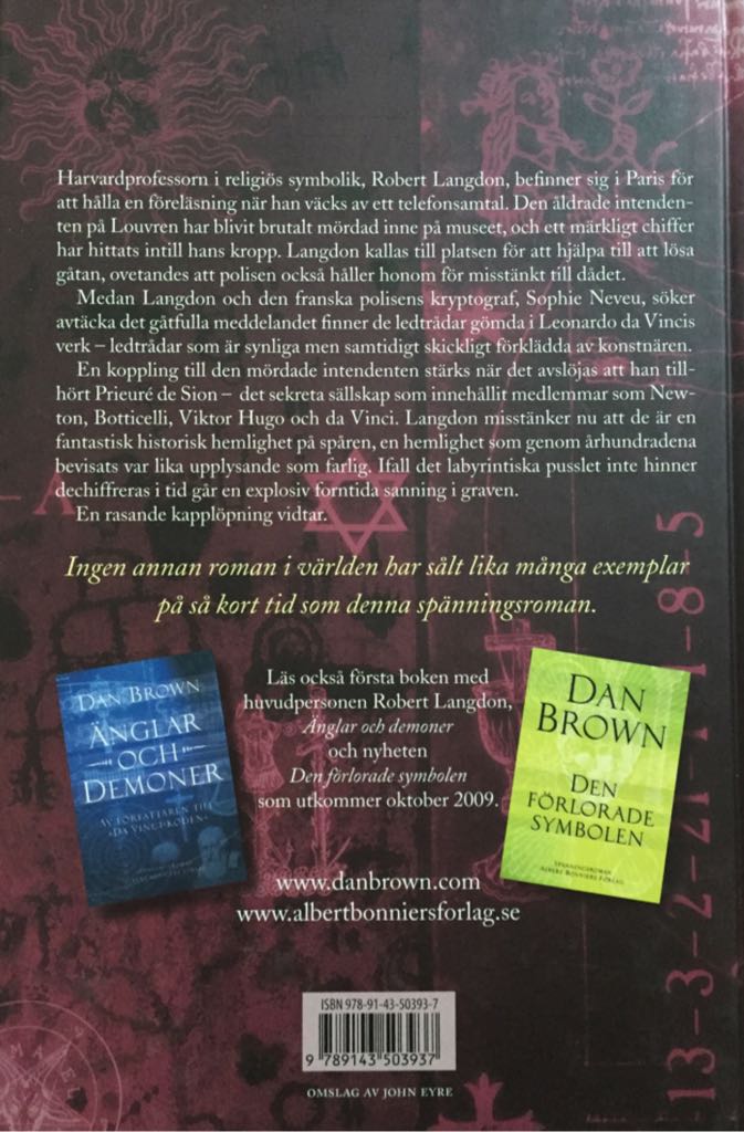 Da Vinci Koden - Dan Brown (Albert Bonniers Förlag - Hardcover) book collectible [Barcode 9789143503937] - Main Image 2