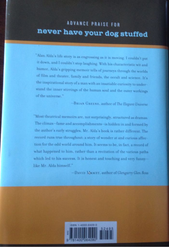 Never Have Your Dog Stuffed - Alan Alda (Random House - Hardcover) book collectible [Barcode 9781400064090] - Main Image 2
