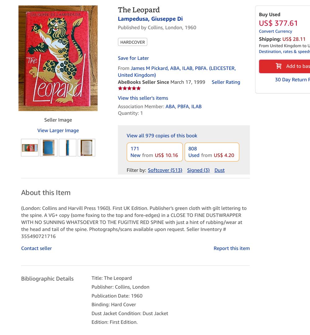 The Leopard - Giuseppe Tomasi di Lampedusa (Vintage Classics - Paperback) book collectible [Barcode 9780099512158] - Main Image 4