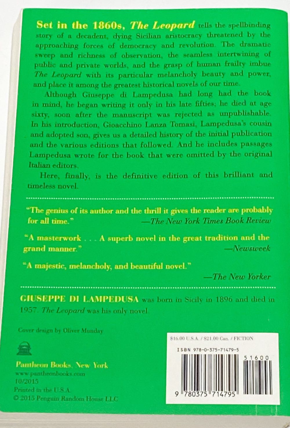 The Leopard - Giuseppe Di Lampedusa (Pantheon - Paperback) book collectible [Barcode 9780375714795] - Main Image 2