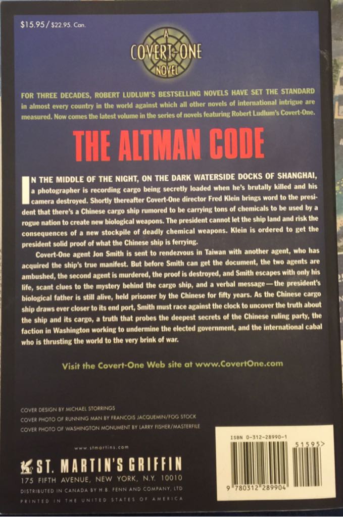 The Altman Code - Robert Ludlum (St. Martin’s Griffin - Paperback) book collectible [Barcode 9780312289904] - Main Image 2