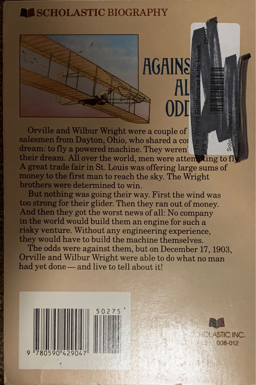 The Wright Brothers at Kitty Hawk - Sobol J. Donald (Scholastic Inc. - Paperback) book collectible [Barcode 9780590429047] - Main Image 2