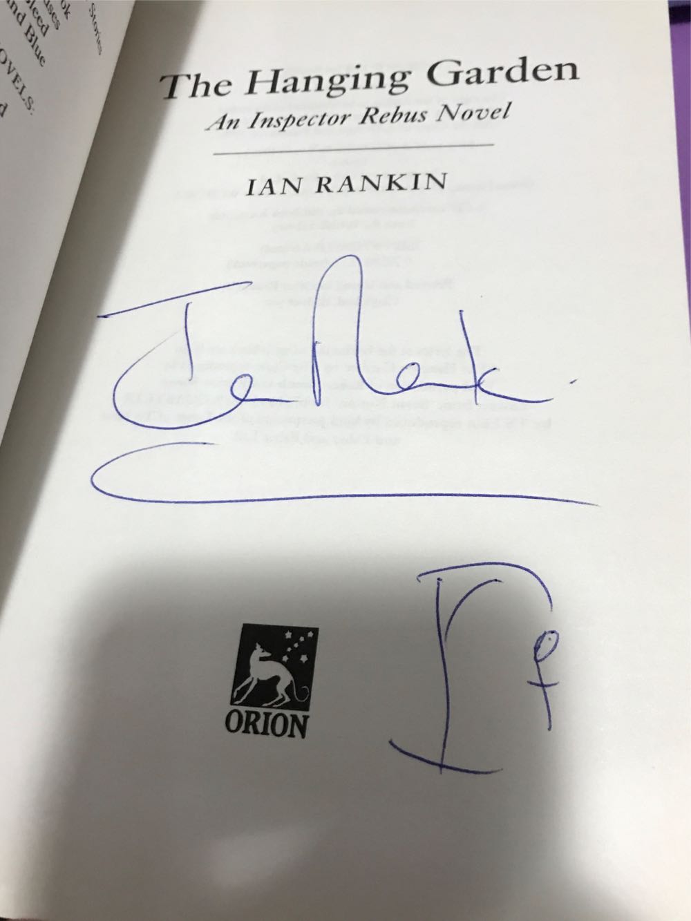 The Hanging Garden - Ian Rankin (Orion - Hardcover) book collectible [Barcode 9780752807218] - Main Image 3