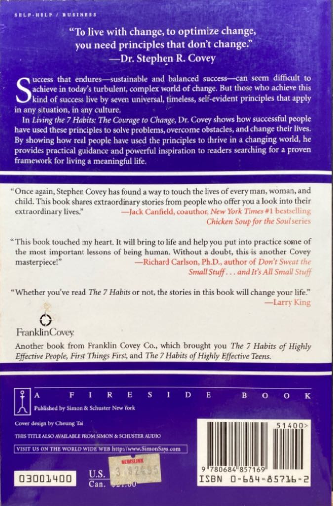 Living the 7 Habits - Stephen R. Covey (A Fireside Book - Paperback) book collectible [Barcode 9780684857169] - Main Image 2