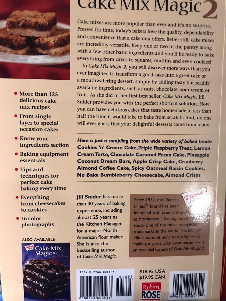 Cake Mix Magic 2: 125 More Easy Desserts...Good as Homemade - Jill Snider (Robert Rose Inc - Paperback) book collectible [Barcode 9780778800583] - Main Image 2