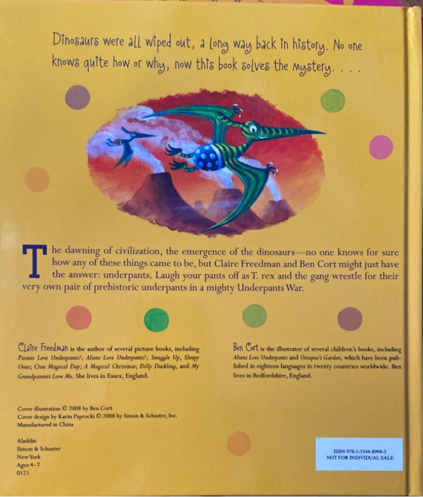 Dinosaurs Love Underpants - Claire Freedman (Aladdin - Hardcover) book collectible [Barcode 9781416989387] - Main Image 2
