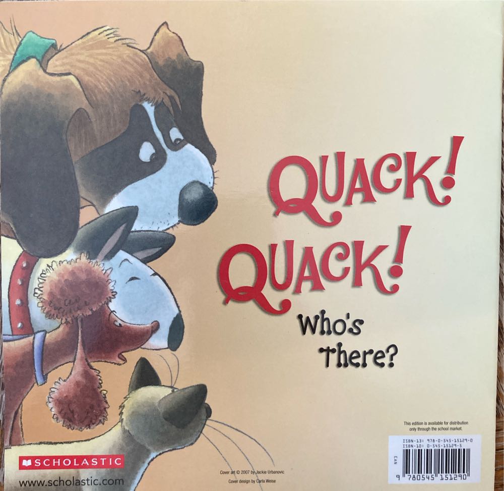 Duck At The Door - Jackie Urbanovic (Scholastic Inc. - Paperback) book collectible [Barcode 9780545151290] - Main Image 2
