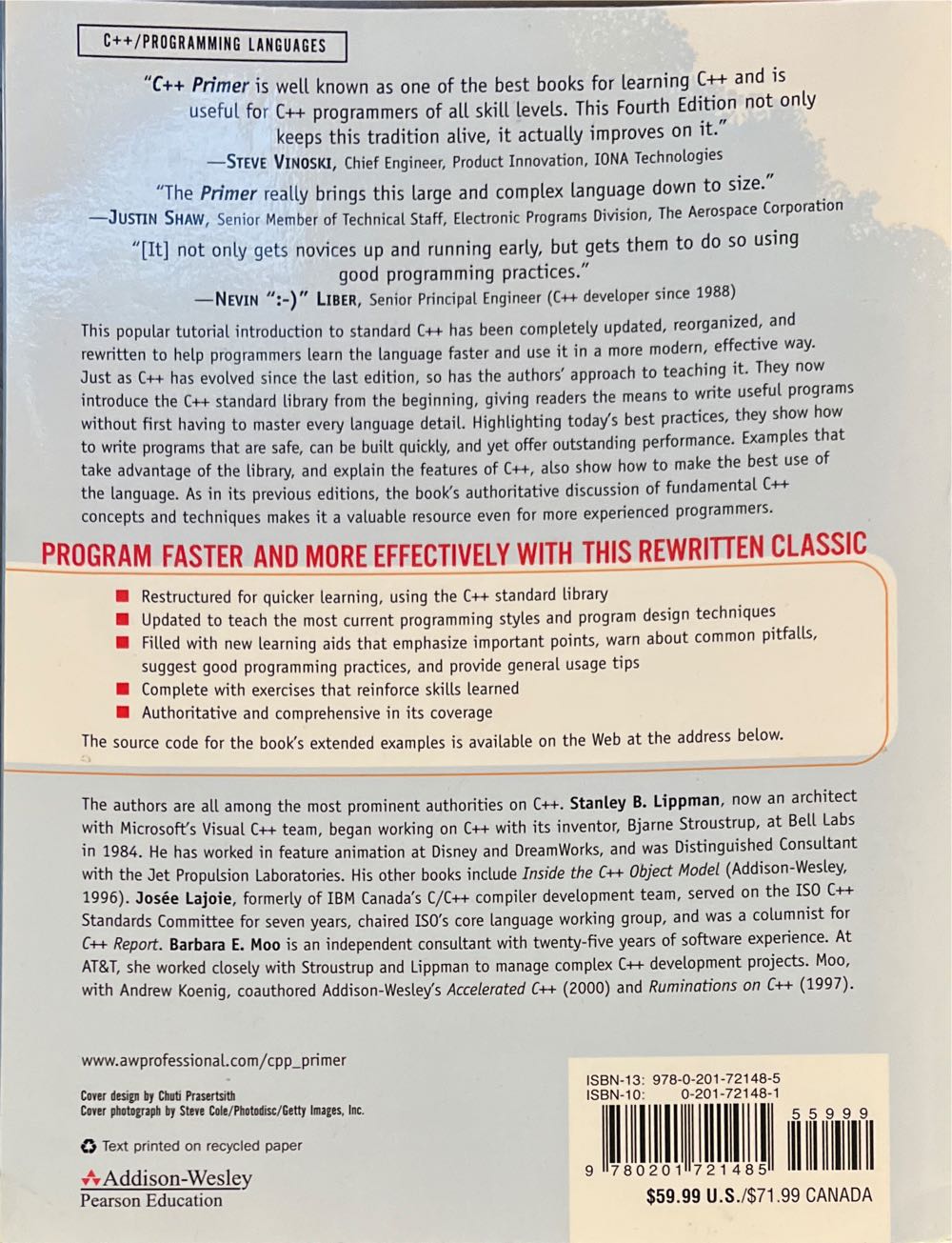 C   Primer, by Lippman, 4th Edition - Lippman book collectible [Barcode 9780201721485] - Main Image 2