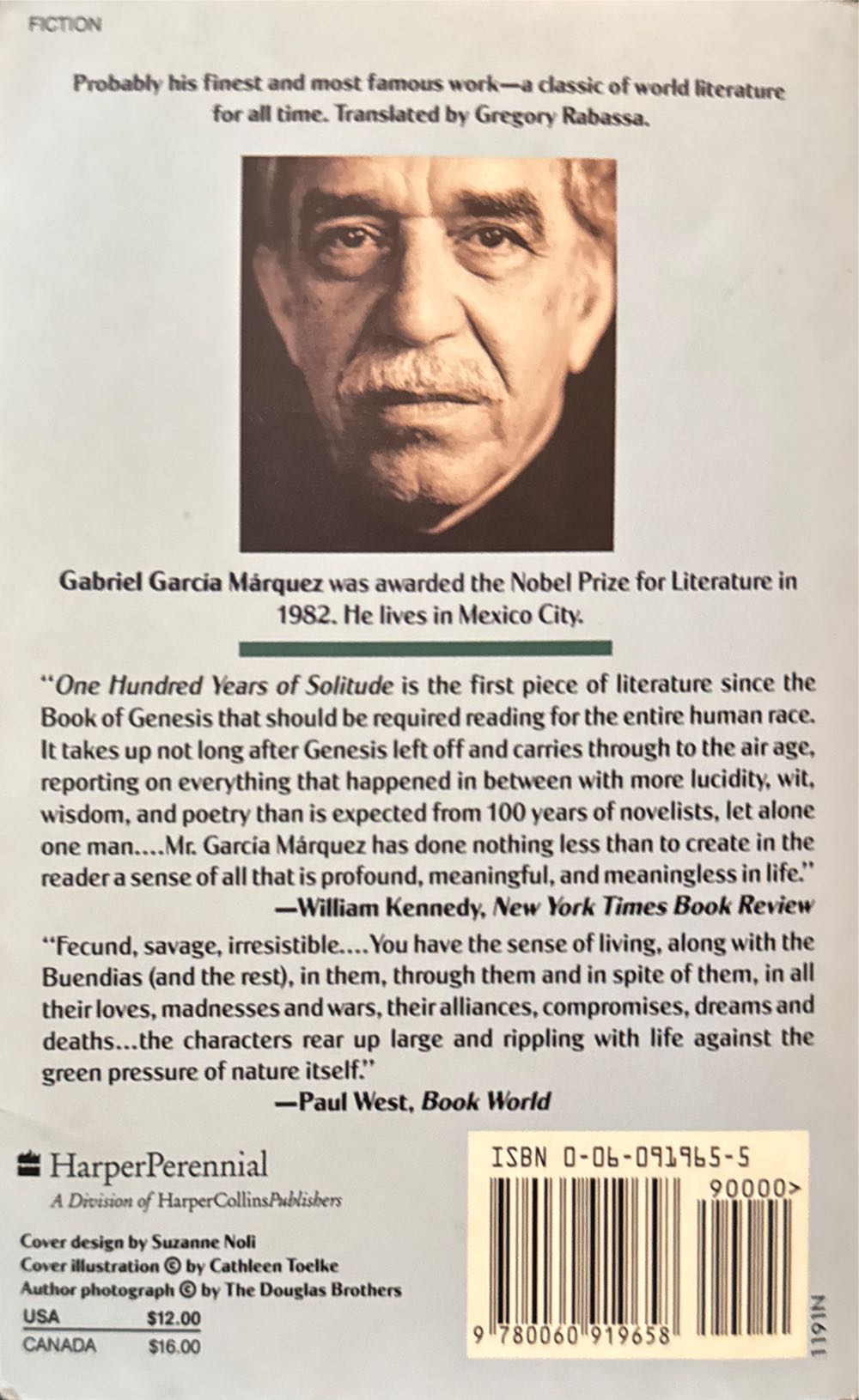 One Hundred Years of Solitude - Gabriel Garcia Marquez (HarperCollins Publishers - Paperback) book collectible [Barcode 9780060919658] - Main Image 2