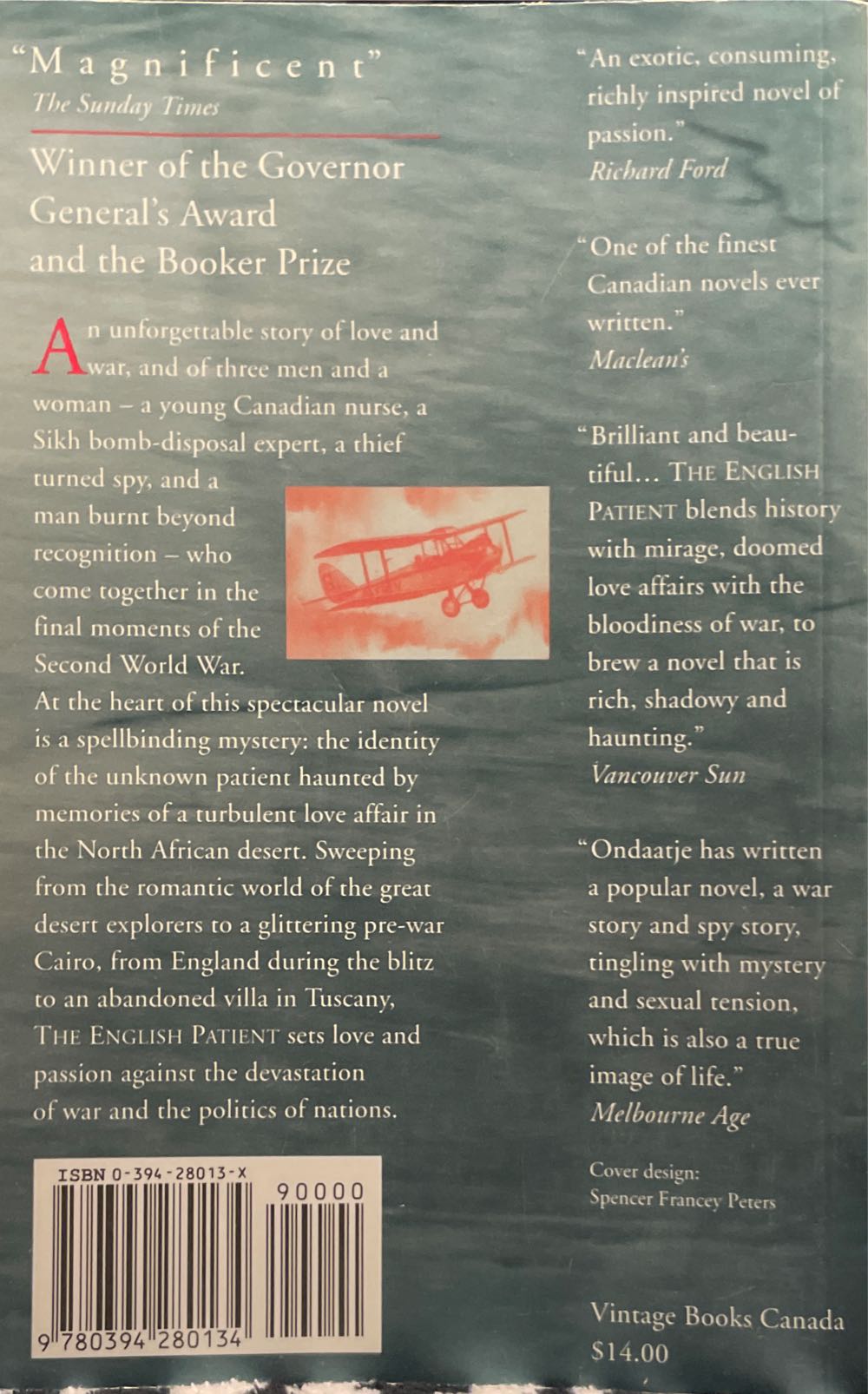 The English Patient - Michael Ondaatje (Harperone - Trade Paperback) book collectible [Barcode 9780394280134] - Main Image 2