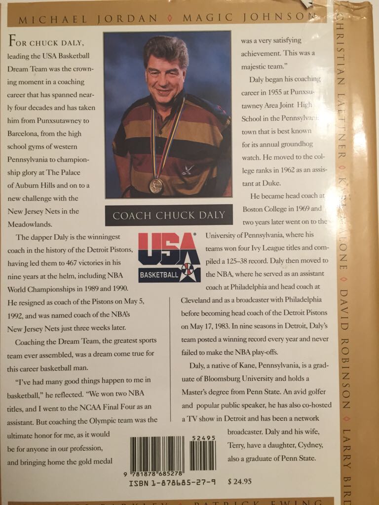 Americas Dream Team: The 1992 USA Basketball Team - Chuck Daly (Turner Publishing, Inc. - Hardcover) book collectible [Barcode 9781878685278] - Main Image 2