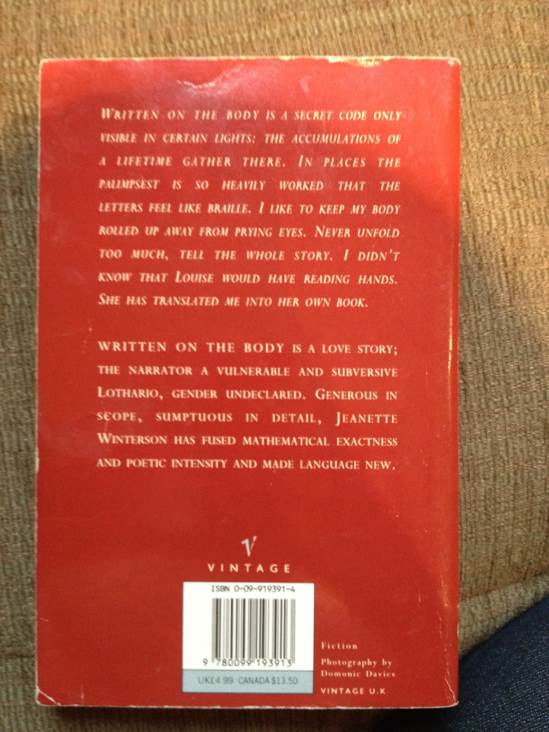 Written on the Body - Jeanette Winterson (Vintage - Paperback) book collectible [Barcode 9780679744474] - Main Image 2