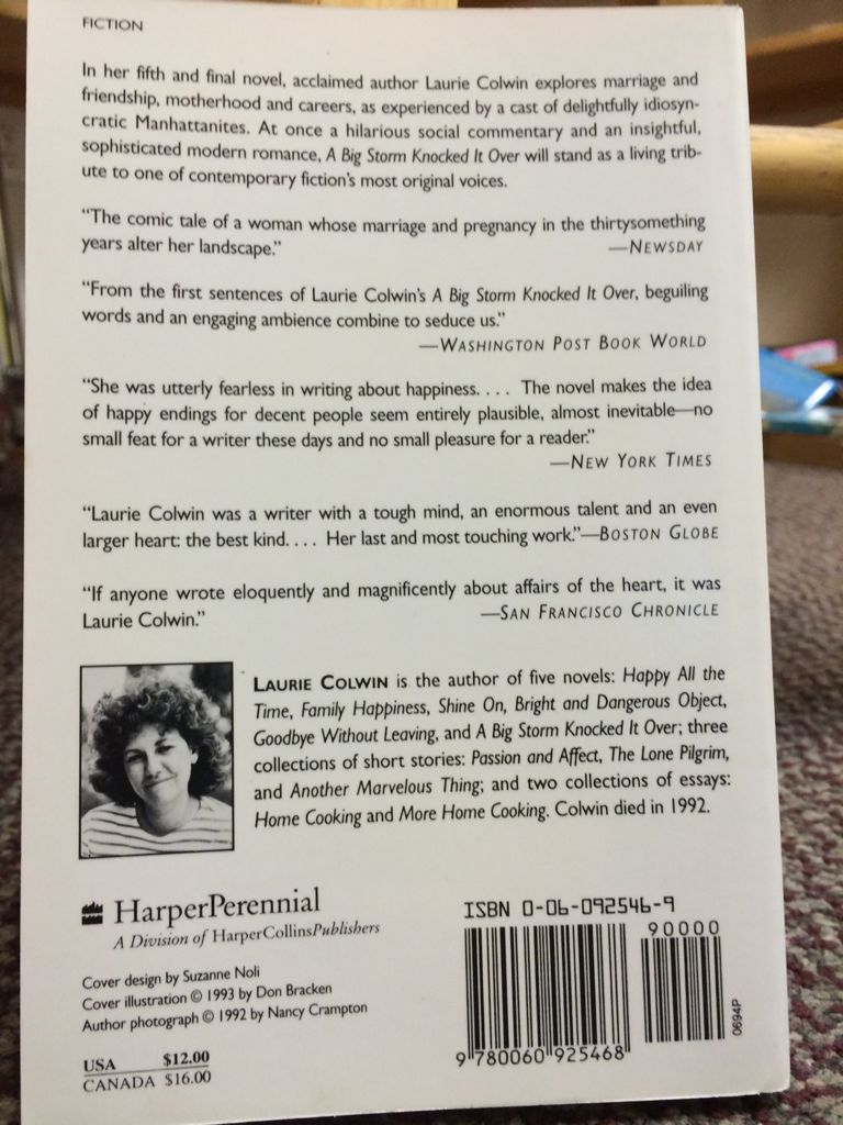 Big Storm Knocked It Over - Laurie Colwin book collectible [Barcode 9780060925468] - Main Image 2