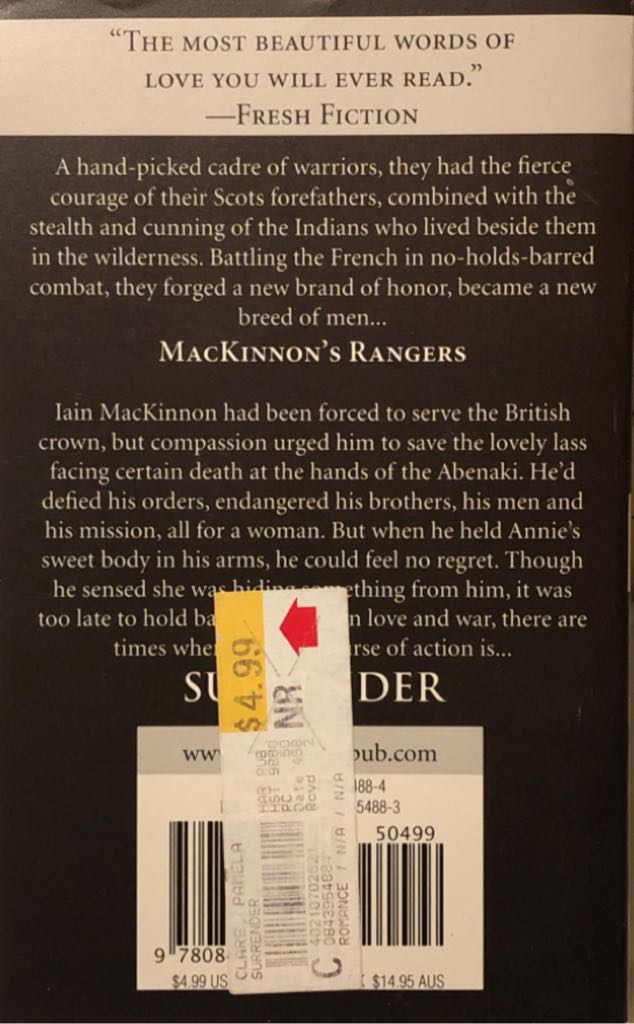 M01 Surrender - Pamela Clare (Dorchester Pub Co Inc - Paperback) book collectible [Barcode 9780843954883] - Main Image 2