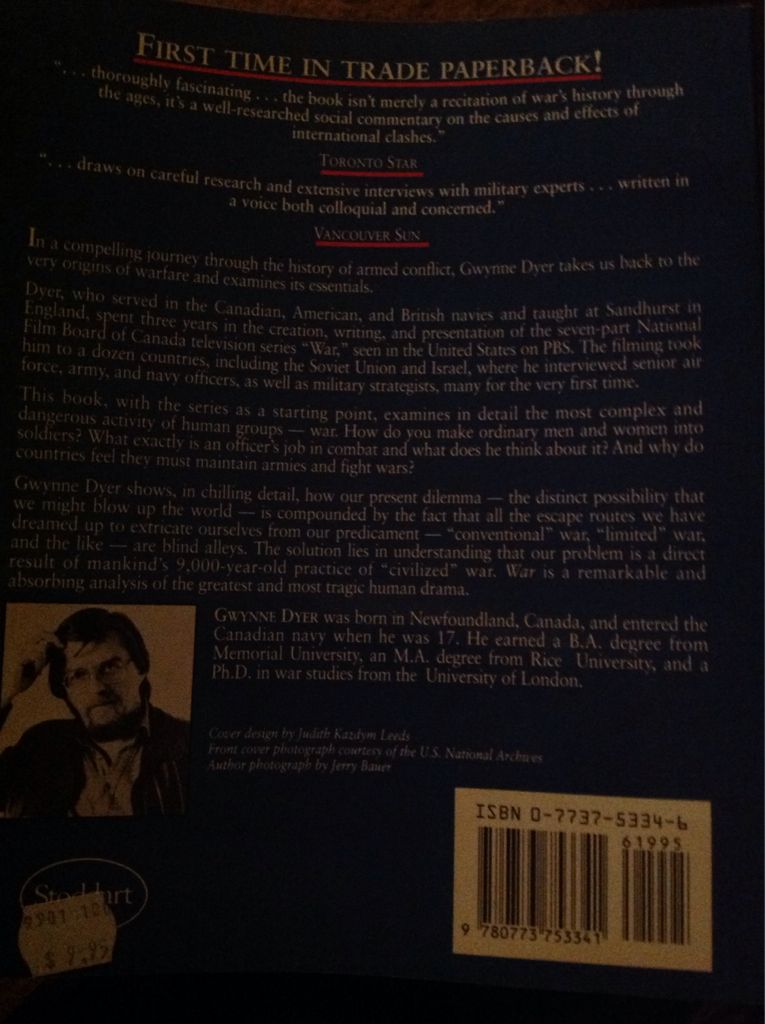 War - Stevie J. (Stoddart) book collectible [Barcode 9780773753341] - Main Image 2