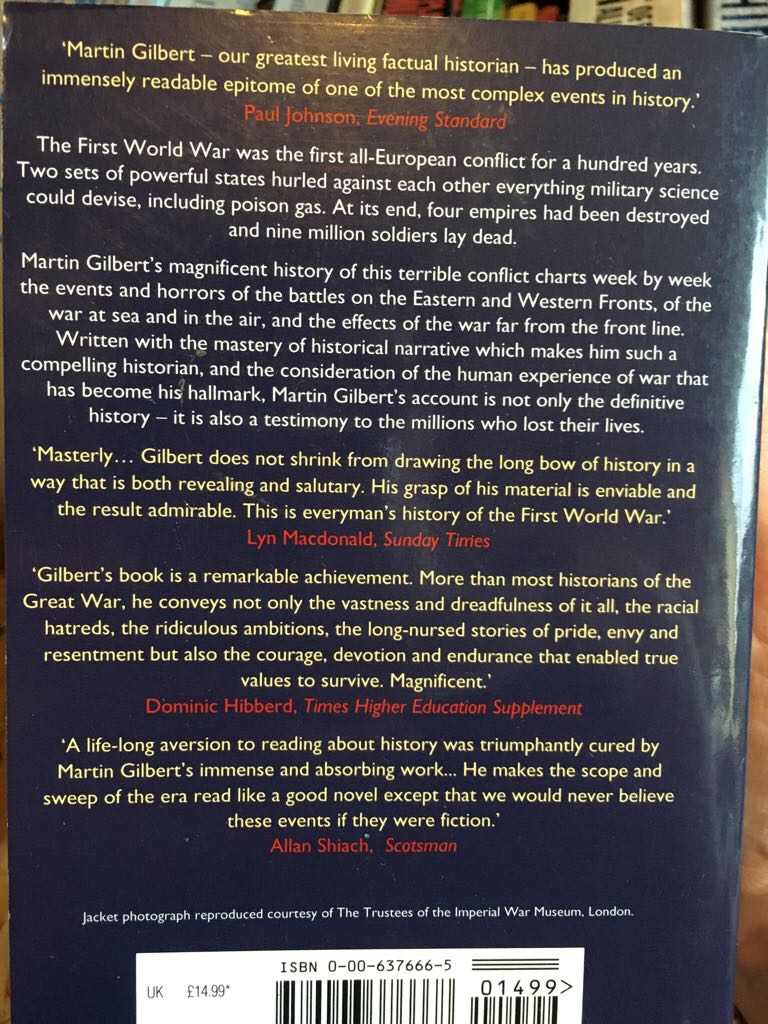 First World War - Martin Gilbert (Paperback) book collectible [Barcode 9780006376668] - Main Image 2