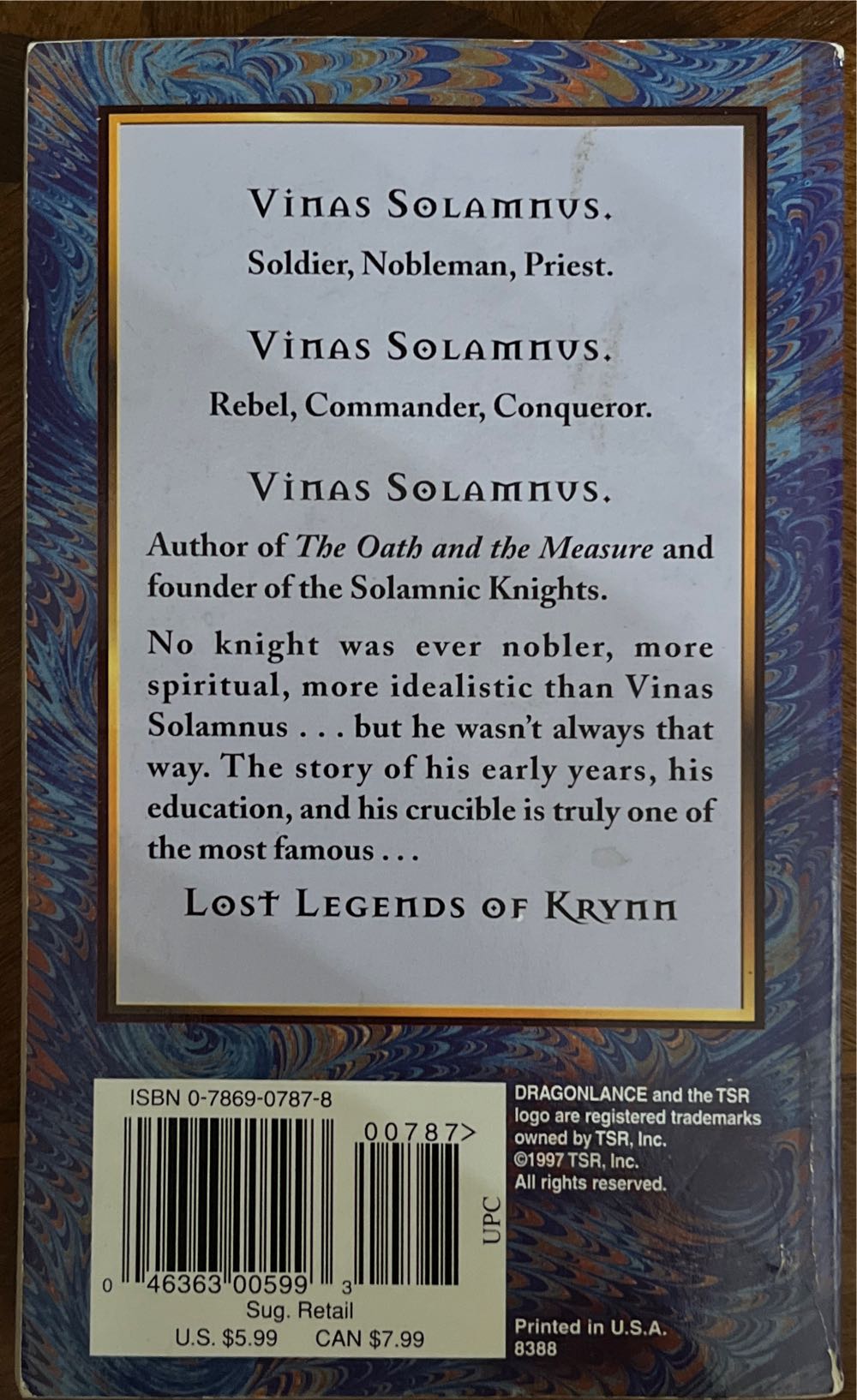 Vinas Solamnus - J. Robert King (TSR Inc - Paperback) book collectible [Barcode 0786907878] - Main Image 2