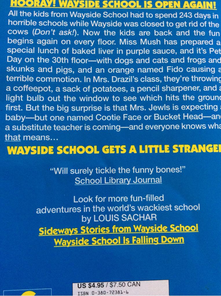 Wayside School Gets a Little Stranger - Louis Sachar (Paperback) book collectible [Barcode 9780329120139] - Main Image 2