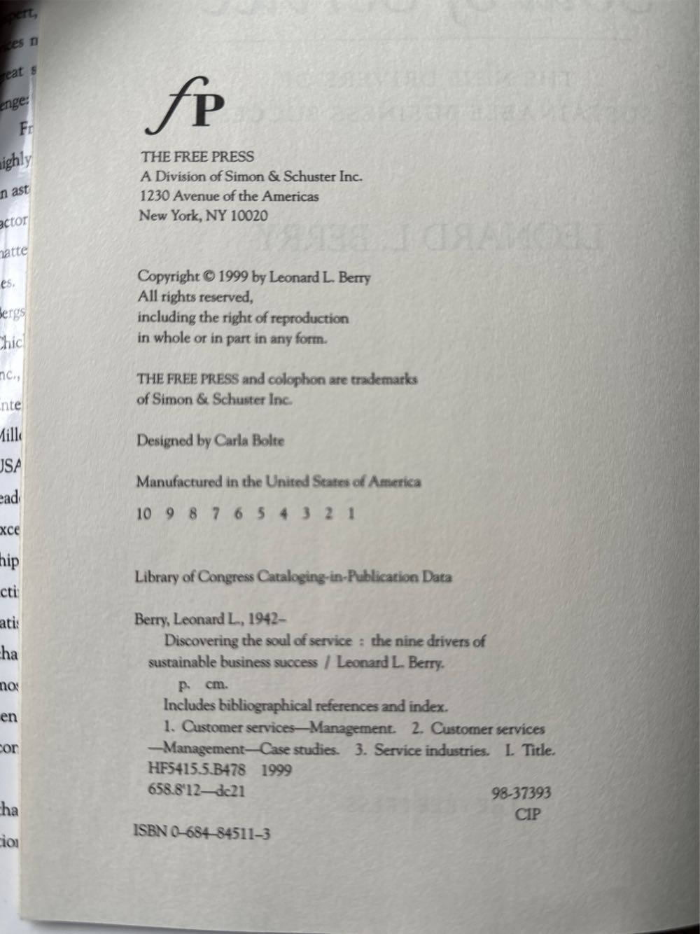 The 100 Best Business Books of All Time - Leonard L. Berry (Portfolio - Hardcover) book collectible [Barcode 9780684845111] - Main Image 2